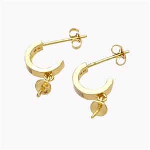 Copper Stud Earrings With Bail 18K Gold Plated, approx 10mm