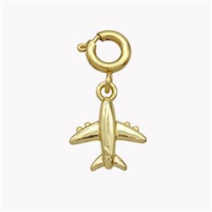 Copper Airplane Pendant Gold Plated, approx 10mm, 6mm dia