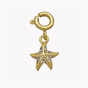 Copper Starfish Pendant Pave Zirconia Gold Plated, approx 8mm, 6mm dia