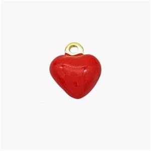 Copper Heart Pendant Red Enamel Gold Plated, approx 10mm