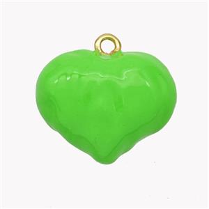 Copper Heart Pendant Green Enamel Gold Plated, approx 21mm