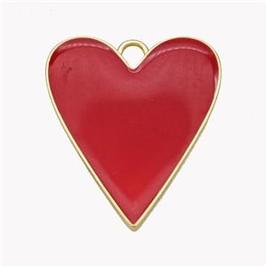 Copper Heart Pendant Red Enamel Gold Plated, approx 23-26mm