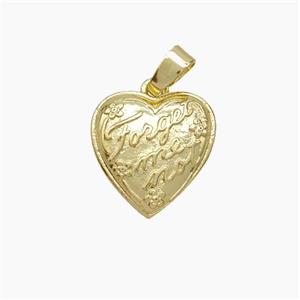 Copper Heart Pendant ForgetMeNot Gold Plated, approx 13mm