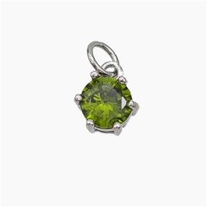 Olive Cubic Zirconia Pendant Copper Platinum Plated, approx 8mm