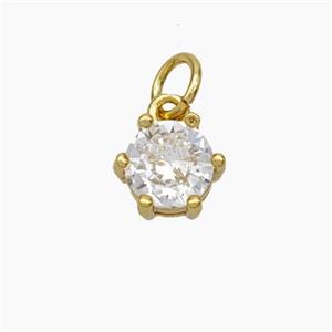 Clear Cubic Zirconia Pendant Copper Gold Plated, approx 8mm