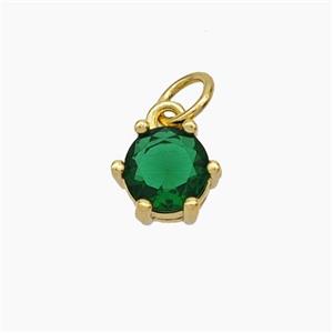 Green Cubic Zirconia Pendant Copper Gold Plated, approx 8mm