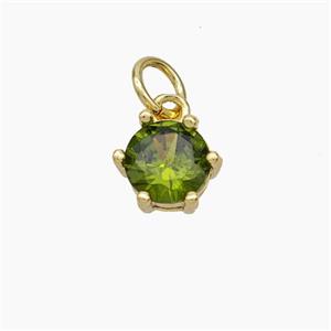 Olive Cubic Zirconia Pendant Copper Gold Plated, approx 8mm