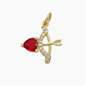 Copper Cupid-Arrow Pendant Pave Zirconia Gold Plated, approx 14-15mm