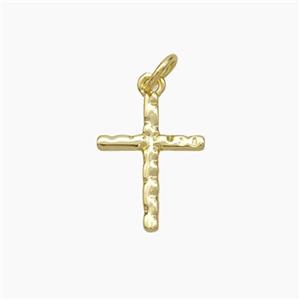 Copper Cross Pendant Hammered Gold Plated, approx 11-15mm