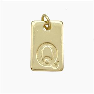 Copper Card Pendant Letter-Q Gold Plated, approx 10-16mm