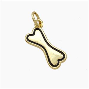 Dog-Bone Charms Copper Pendant Enamel Gold Plated, approx 6.5-15mm