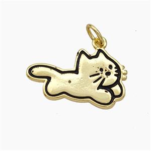 Copper Cat Pendant Enamel Gold Plated, approx 12-20mm