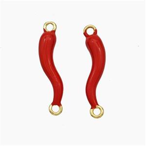 Copper Chili Connector Red Enamel Gold Plated, approx 4-16mm