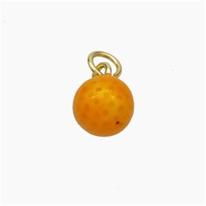 Copper Ball Pendant Orange Painted Gold Plated, approx 8mm