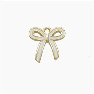 Copper Bowknot Pendant White Enamel Gold Plated, approx 11-12mm