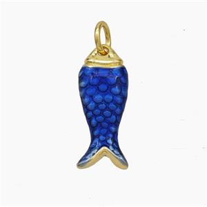 Copper Fish Pendant Blue Painted Gold Plated, approx 7-18mm