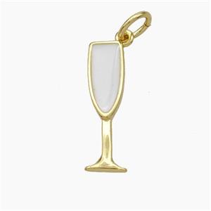 Wine Cup CHarms Copper Pendant White Enamel Gold Plated, approx 5-17mm