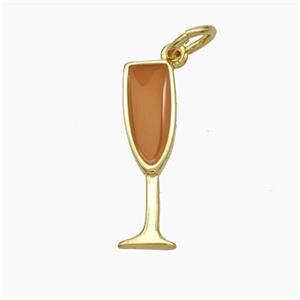 Wine Cup CHarms Copper Pendant Brown Enamel Gold Plated, approx 5-17mm