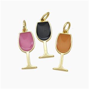 Wine Cup CHarms Copper Pendant Enamel Gold Plated Mixed, approx 7-16.5mm