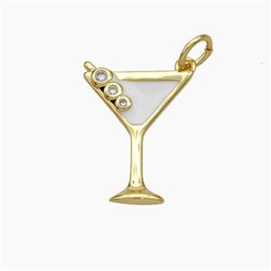 Ice Cream Bottle Drink Cup Charms Copper Pendant White Enamel Gold Plated, approx 14-17.5mm