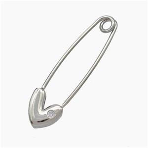 Copper Safety Pin Platinum Plated, approx 10-40mm