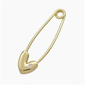 Copper Safety Pin Gold Plated, approx 10-40mm