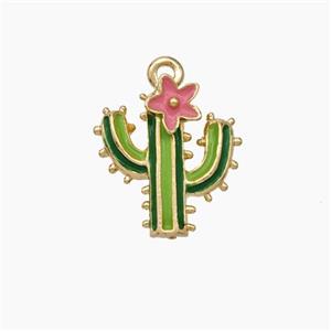 Copper Cactus Pendant Enamel Gold Plated, approx 13-14mm