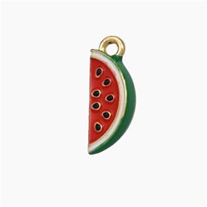 Copper Watermelon Pendant Red Green Enamel Gold Plated, approx 7-16mm