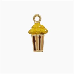 Popcorn Charms Copper Pendant Enamel Gold Plated, approx 4-13mm