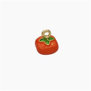 Copper Tomato Pendant Red Enamel Gold Plated, approx 9mm