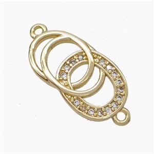 Copper Connector Pave Zirconia Gold Plated, approx 11-20mm