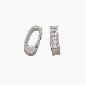 Copper Carabiner Clasp Micropave Zirconia Platinum Plated, approx 5-10mm