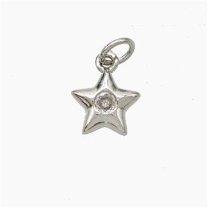 Copper Star Pendant Pave Zirconia Platinum Plated, approx 9mm