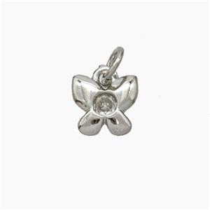 Copper Butterfly Pendant Pave Zirconia Platinum Plated, approx 8mm