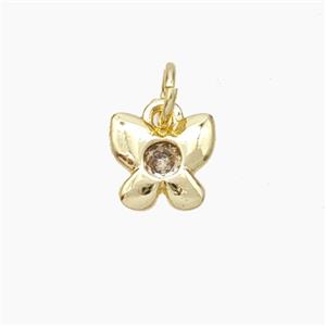 Copper Butterfly Pendant Pave Zirconia Gold Plated, approx 8mm