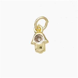 Copper Hamsahand Pendant Pave Zirconia Gold Plated, approx 6-7mm