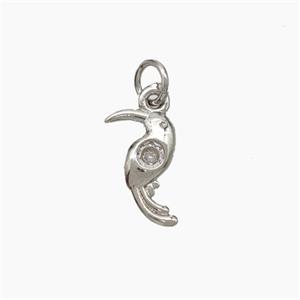 Copper Birds Pendant Pave Zirconia Platinum Plated, approx 8-12mm