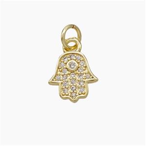 Copper Hamsahand Pendant Micropave Zirconia Gold Plated, approx 10mm