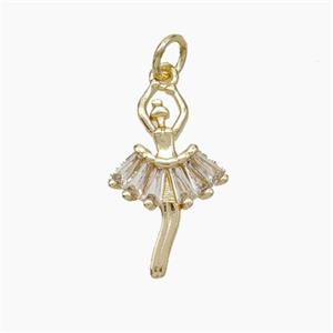 Copper Dancer Girls Pendant Pave Zirconia Gold Plated, approx 12-20mm