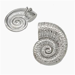 Nautilus Charms Copper Conch Shell Pendant Hammered Platinum Plated, approx 22-27mm