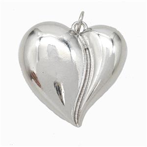 Copper Heart Pendant Platinum Plated, approx 25mm