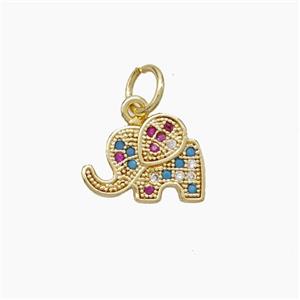 Copper Elephant Pendant Micropave Zirconia Gold Plated, approx 9-12mm