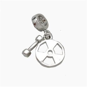 Copper Dumbbell And Fitness Gym Charms Pendant Sports Platinum Plated, approx 10mm, 7mm