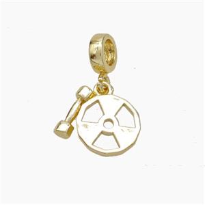 Copper Dumbbell And Fitness Gym Charms Pendant Sports Gold Plated, approx 10mm, 7mm