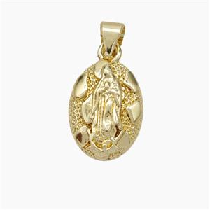 Virgin Mary Charms Copper Pendant Gold Plated, approx 12-15mm