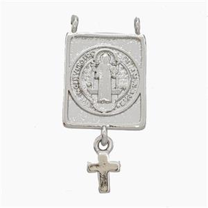 Jesus Charms Copper Pendant 2loops Cross Platinum Plated, approx 13-16mm, 5-7mm