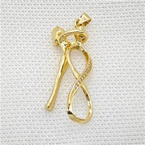 Copper Dancer Girls Pendant Pave Zirconia Infinity Gold Plated, approx 8-30mm, 10-35mm