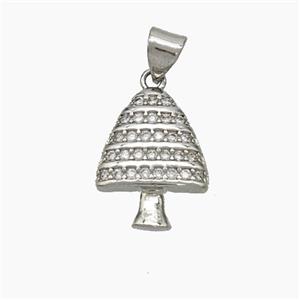 Christmas Tree Copper Pendant Pave Zirconia Platinum Plated, approx 13-16mm