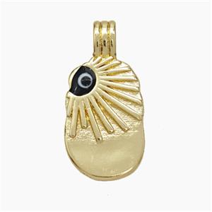 Copper Eye Pendant Black Enamel Gold Plated, approx 10-20mm