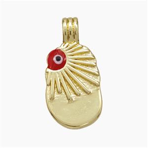 Copper Eye Pendant Red Enamel Gold Plated, approx 10-20mm